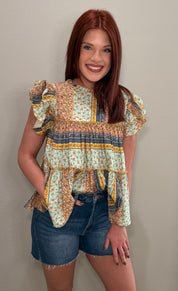 Flutter Sleeve Tier Printed Tank