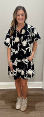 Black Floral Applique Dress