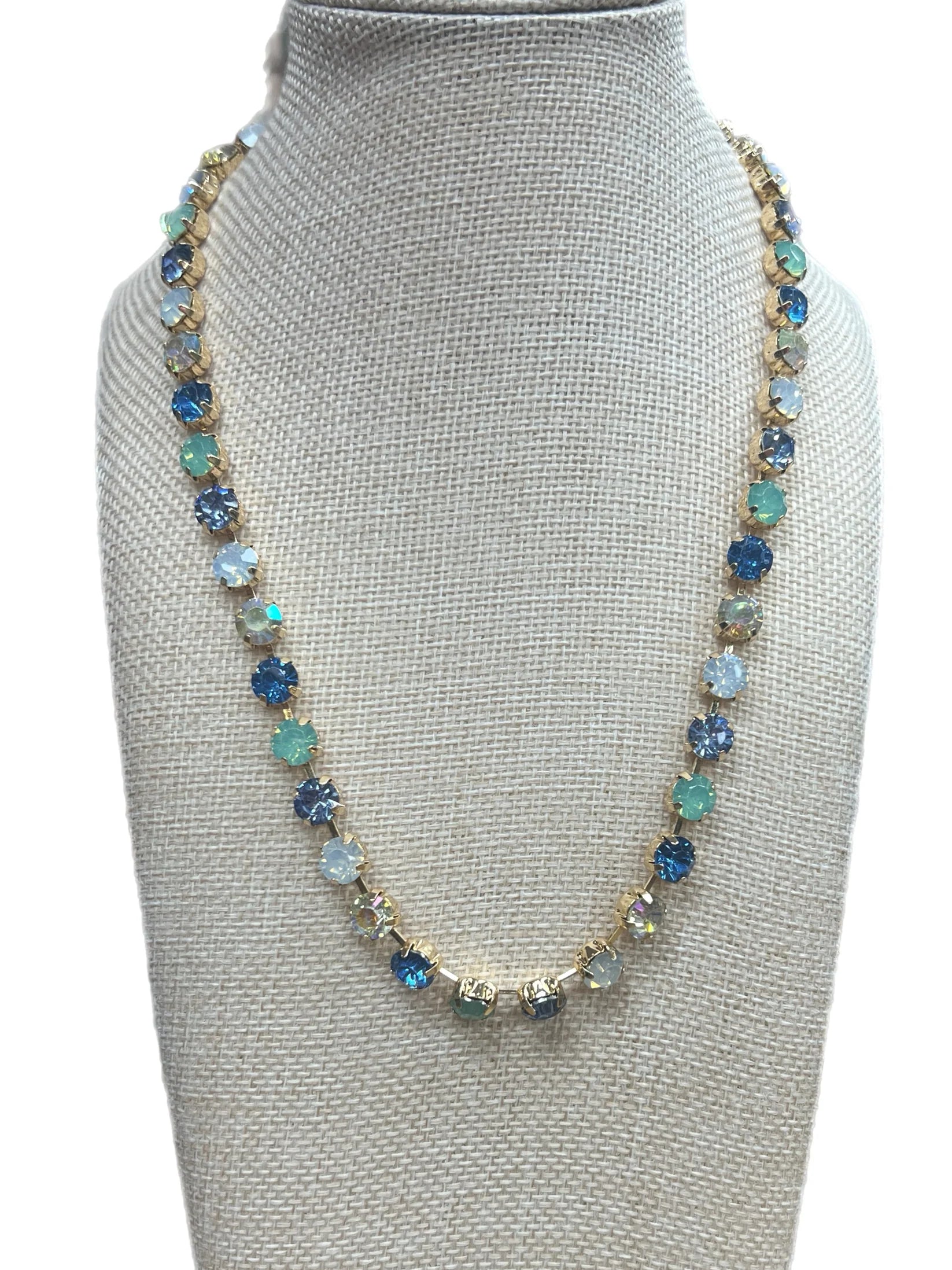 Blue/Opal Mix Crystal Link Necklace