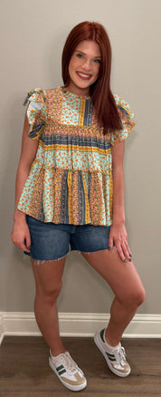 Flutter Sleeve Tier Printed Tank