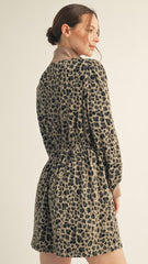 Leopard Drawstring Waist Dress