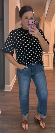 Oversized Polka Dot Sweater Top - 2 COLORS
