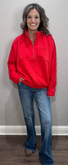 Red Half Zip Fleece Sweatshirt