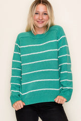 Light Jade Blanket Stitched Sweater