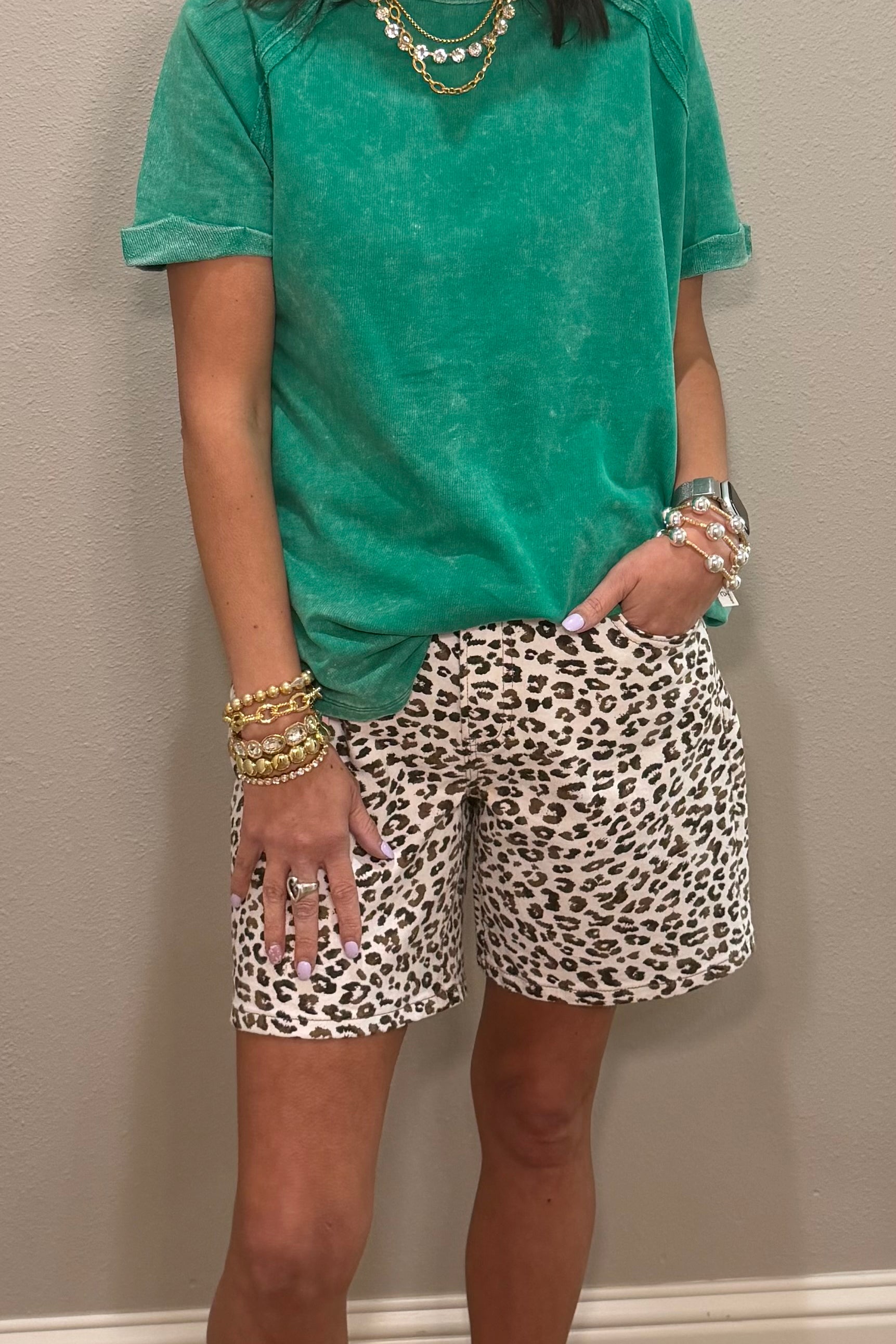 Short Sleeve French Terry Rounded Hem Tee - 2 COLORS