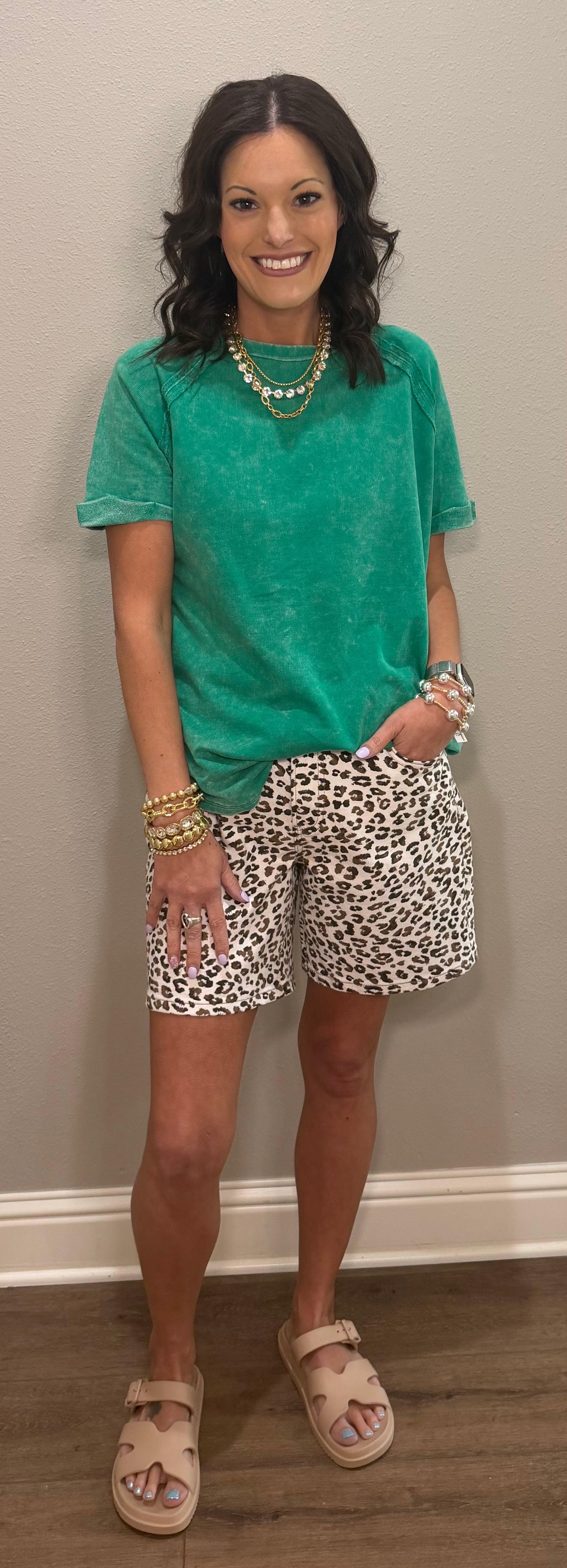 Short Sleeve French Terry Rounded Hem Tee - 2 COLORS