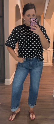 Oversized Polka Dot Sweater Top - 2 COLORS