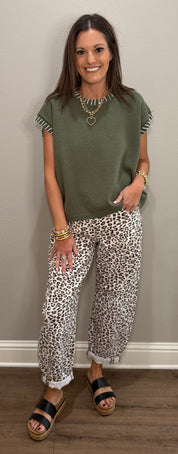 Olive Whip Stitch Sweater Vest