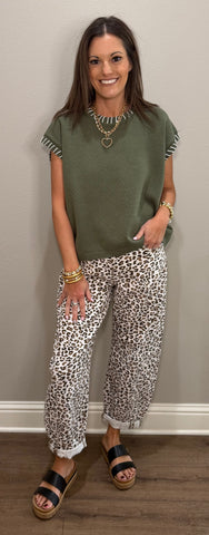 Olive Whip Stitch Sweater Vest