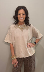 Ash Mocha Acid Washed French Terry Oversized Tee