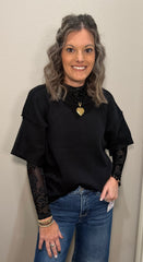 Black Velvet Mesh Top