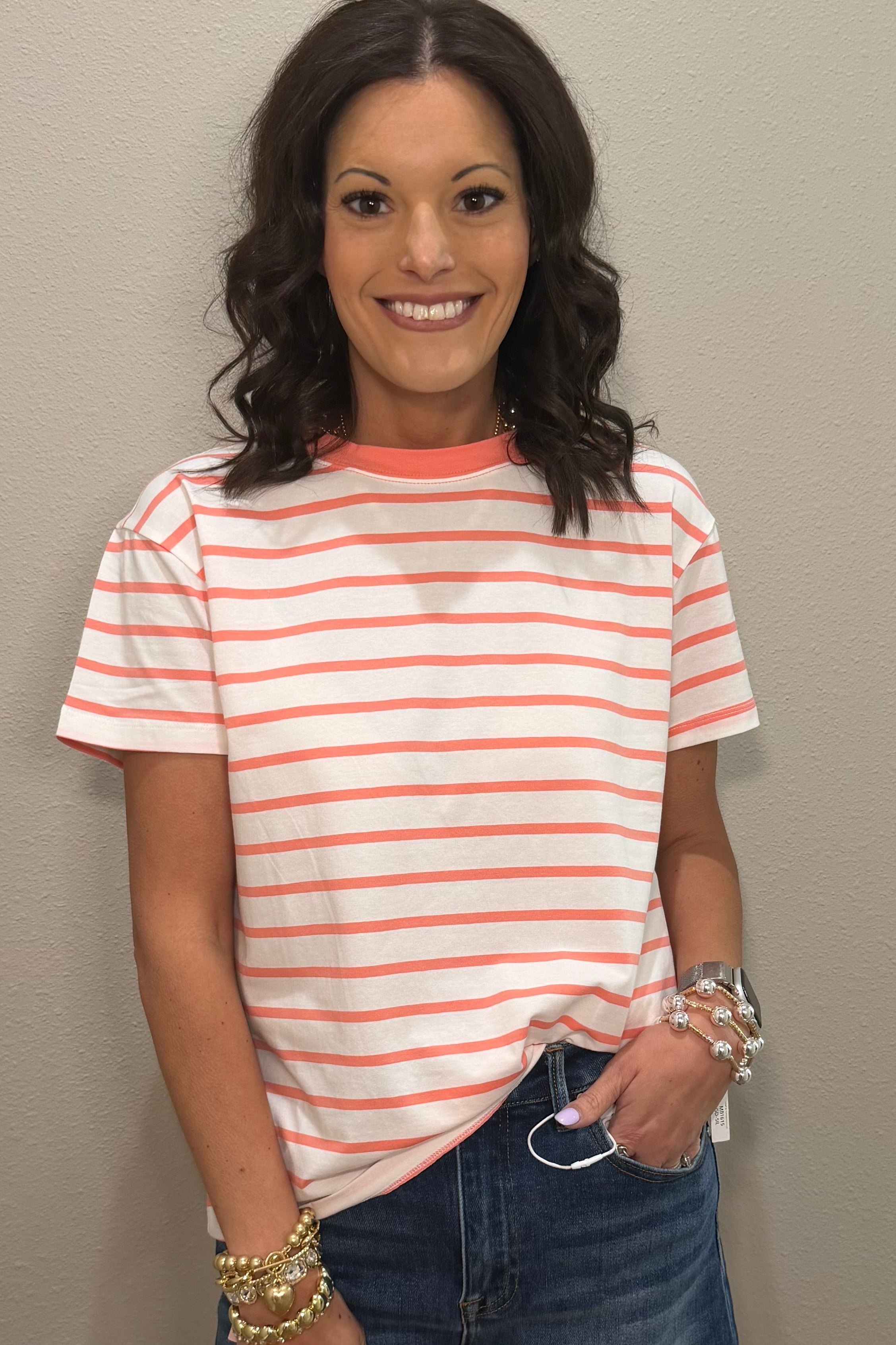 Cotton Striped Crew Neck Basic Tees - 4 COLORS
