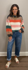 Striped Color Block Chunky Knit Sweater