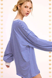 Oversized Striped Long Sleeve Pullover Top - 3 COLORS!