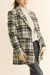 Plaid Pleated Blazer Jacket