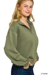 Light Olive 1/4 Zip Scuba