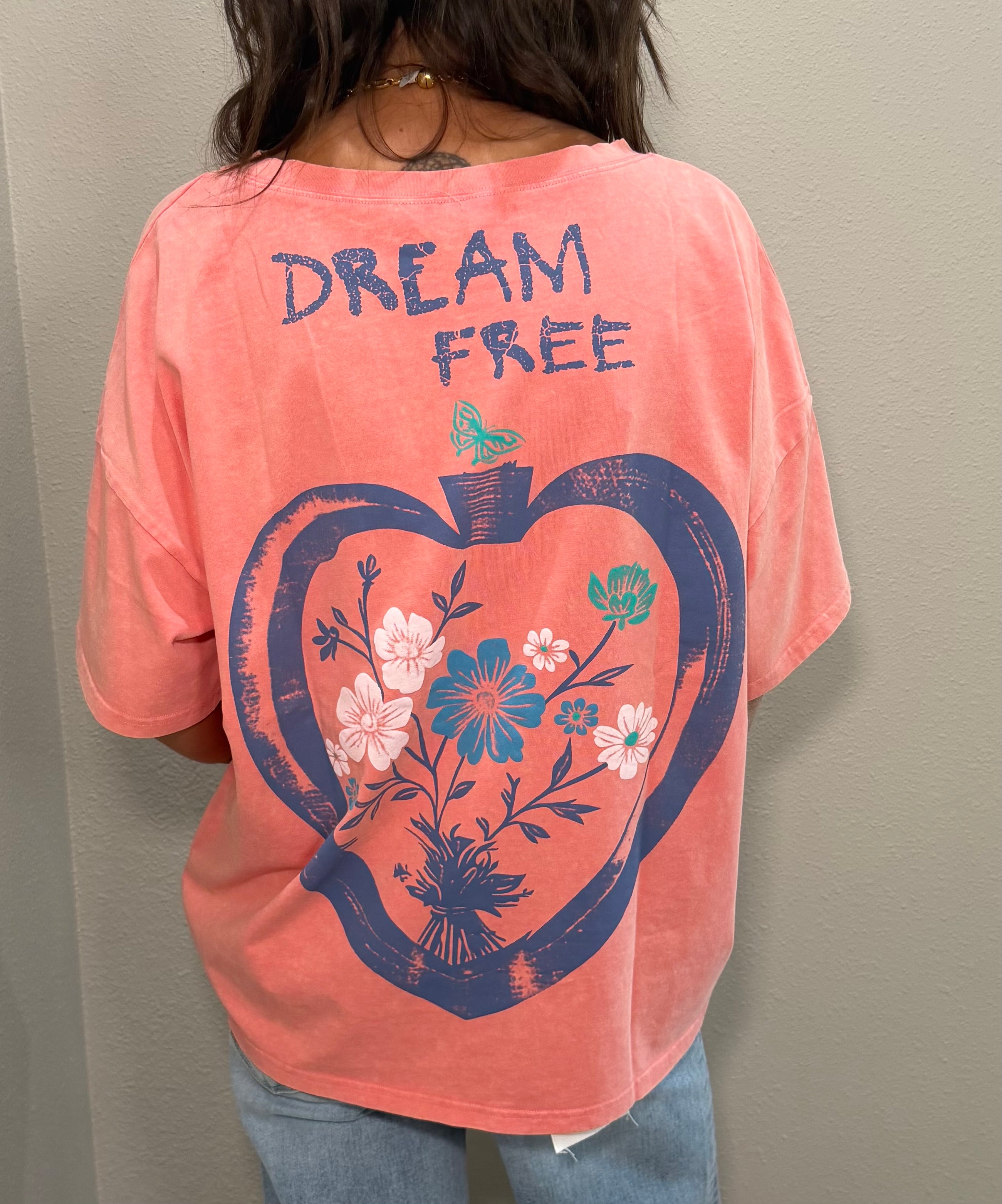 Salmon Mineral-Wash Dream Free Graphic Top