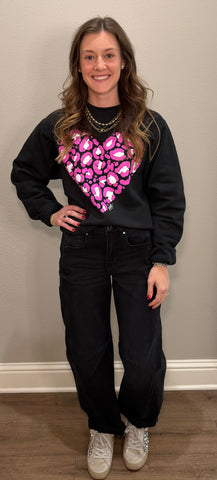 Pink Leopard Heart Sweatshirt