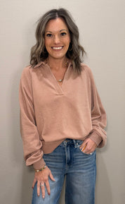 The SOFTEST Dark Taupe V-Neck Pullover!