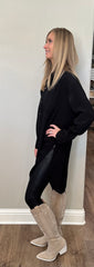 Black Long Sleeve Collared Blouse