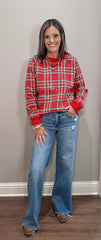 Clear Sequin All-Over Christmas Plaid Sweatshirt