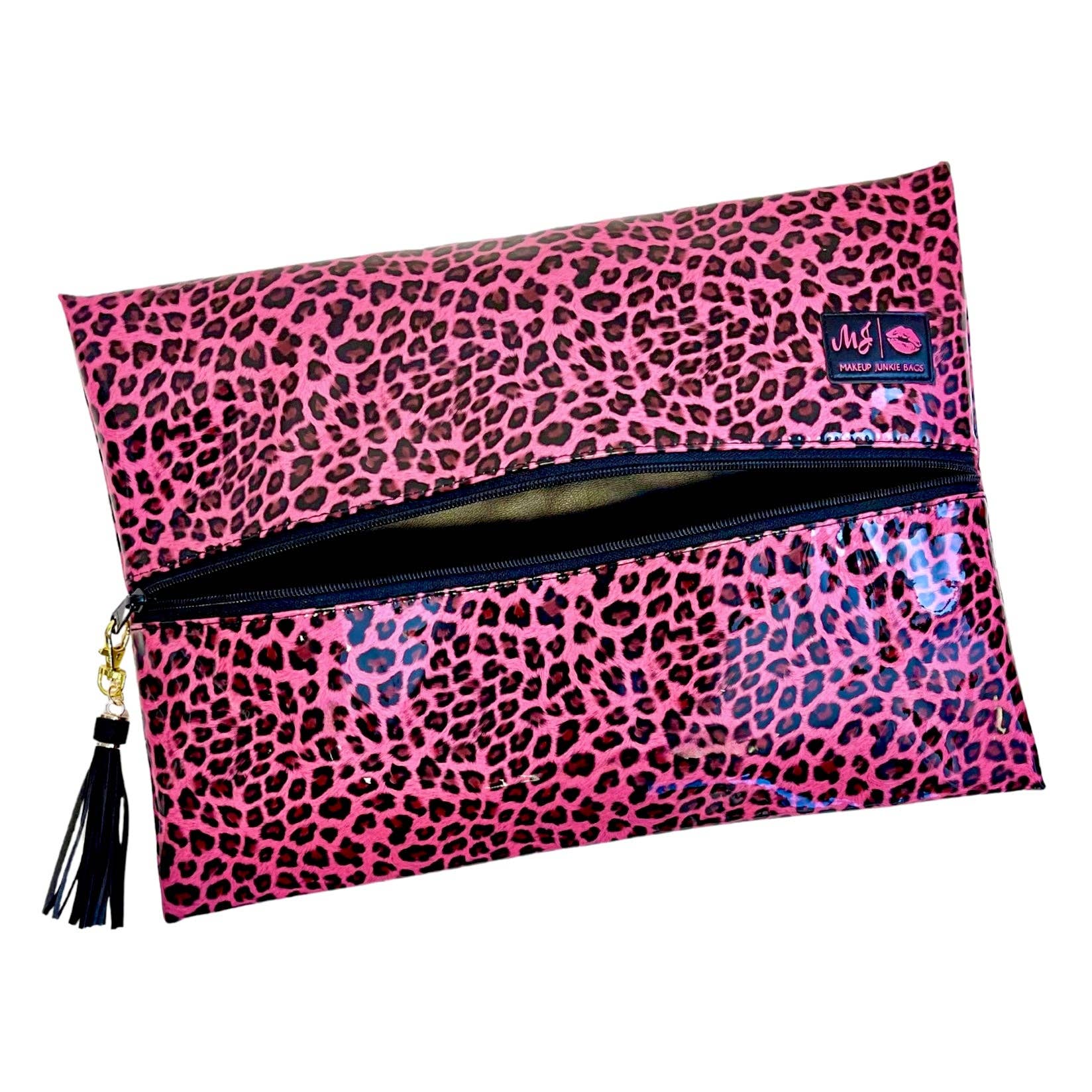 Pink Patent Leopard Makeup Junkie Bag