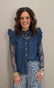 Navy Lace Top