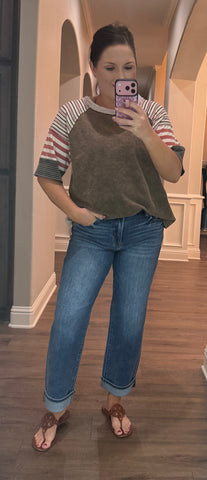 Ash Stripe Mix Washed Cotton Tee