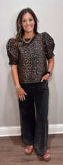 Leopard Puff Sleeve Top