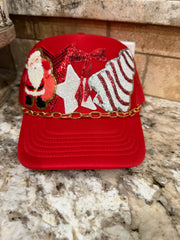 Red Santa & Tree Patch Hat