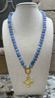 Gemstone Disc Beaded Necklaces - 5 COLORS
