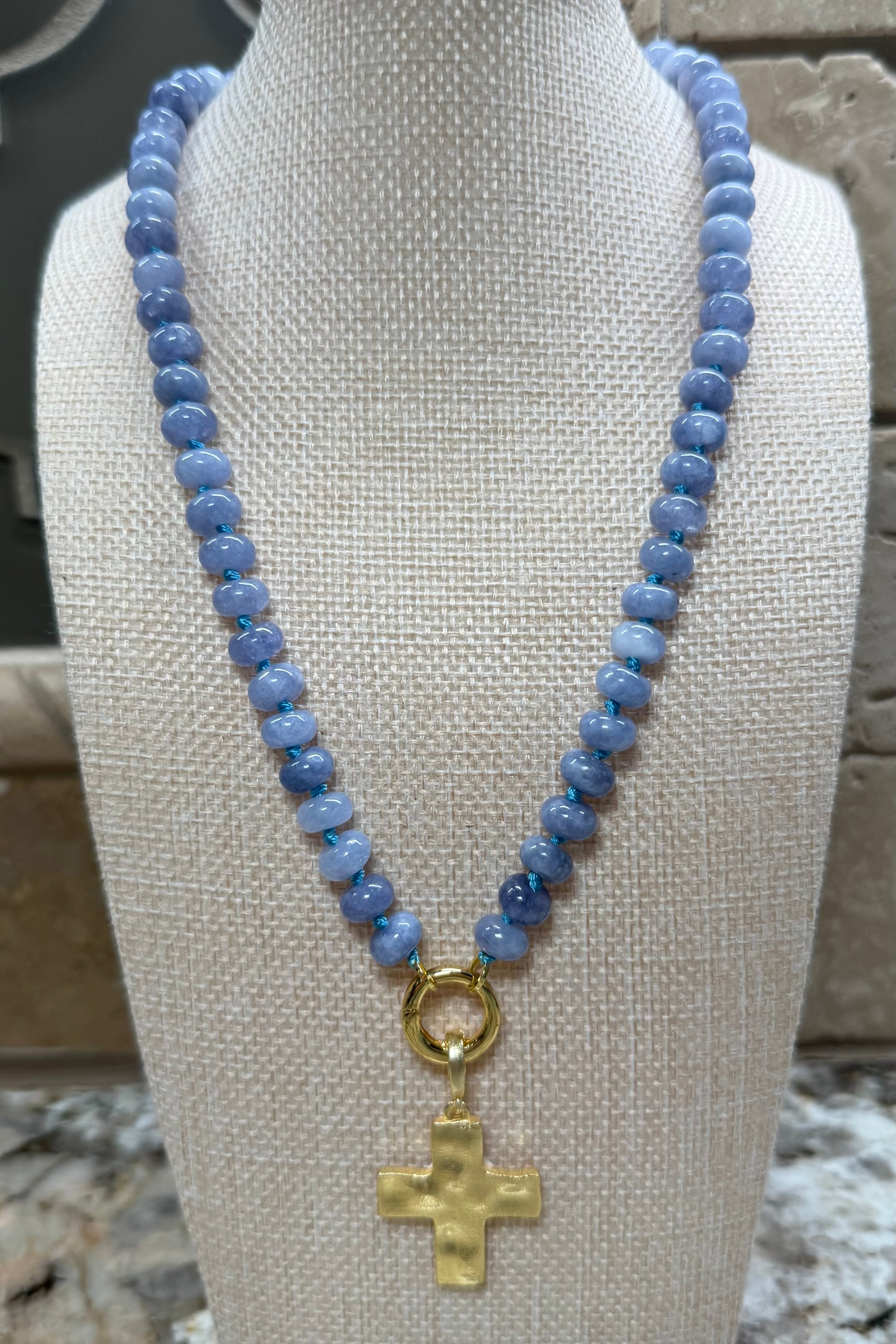 Gemstone Disc Beaded Necklaces - 5 COLORS