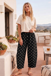 Black Polka Dot Scuba Barrel Lounge Pants