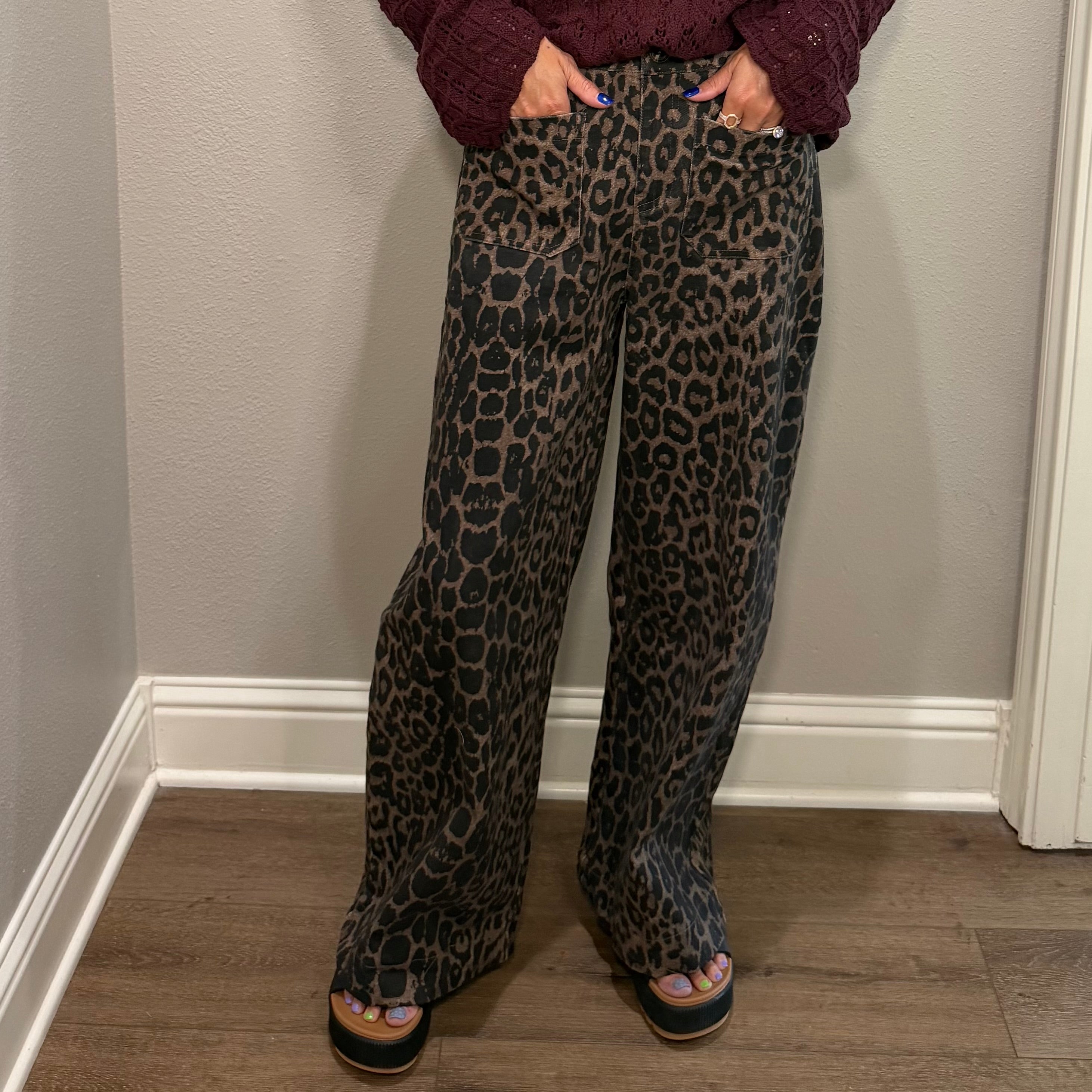 Leopard Denim Pants