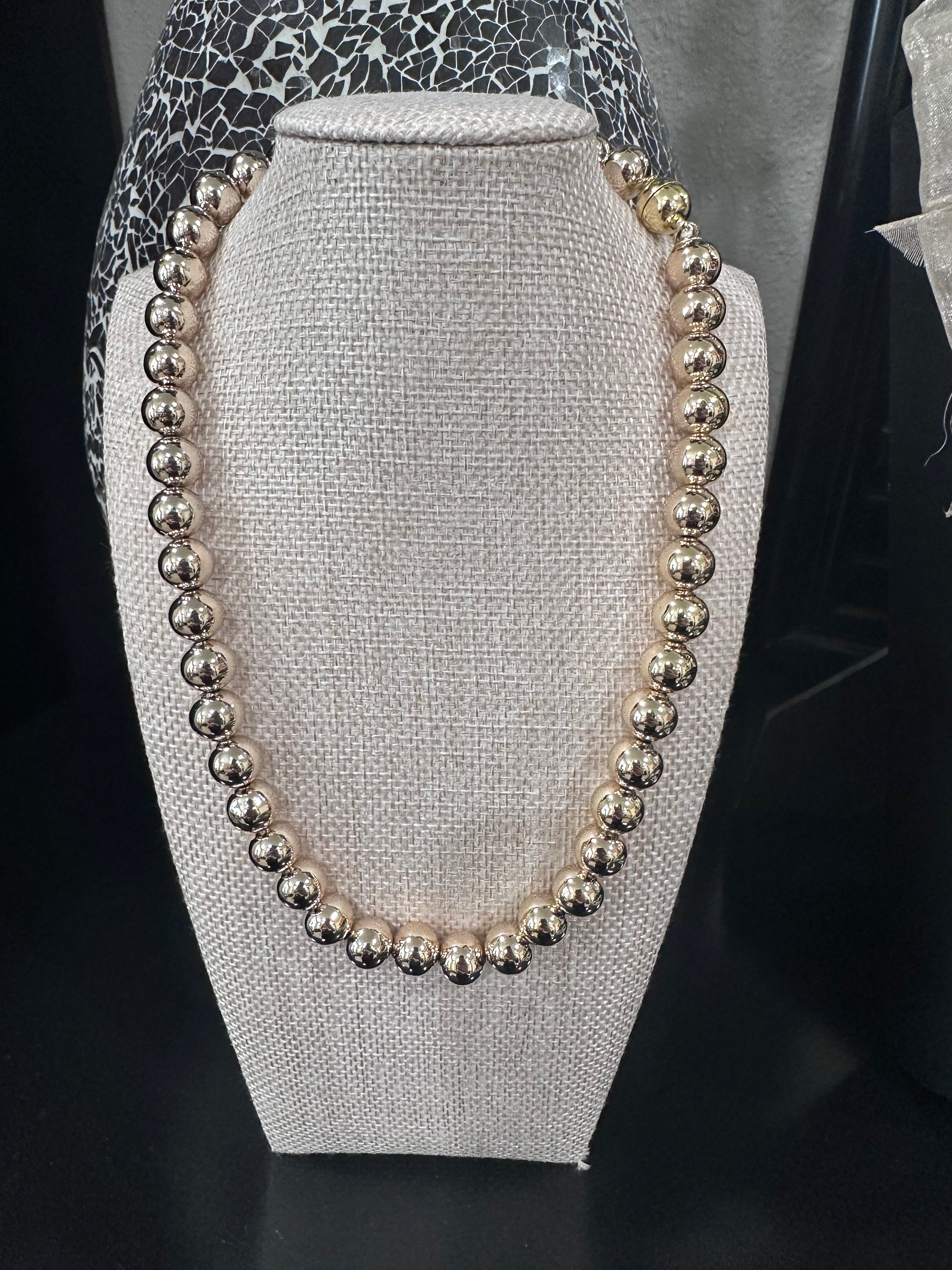 Round Beaded Necklace - 3 Sizes - Gold & Silver