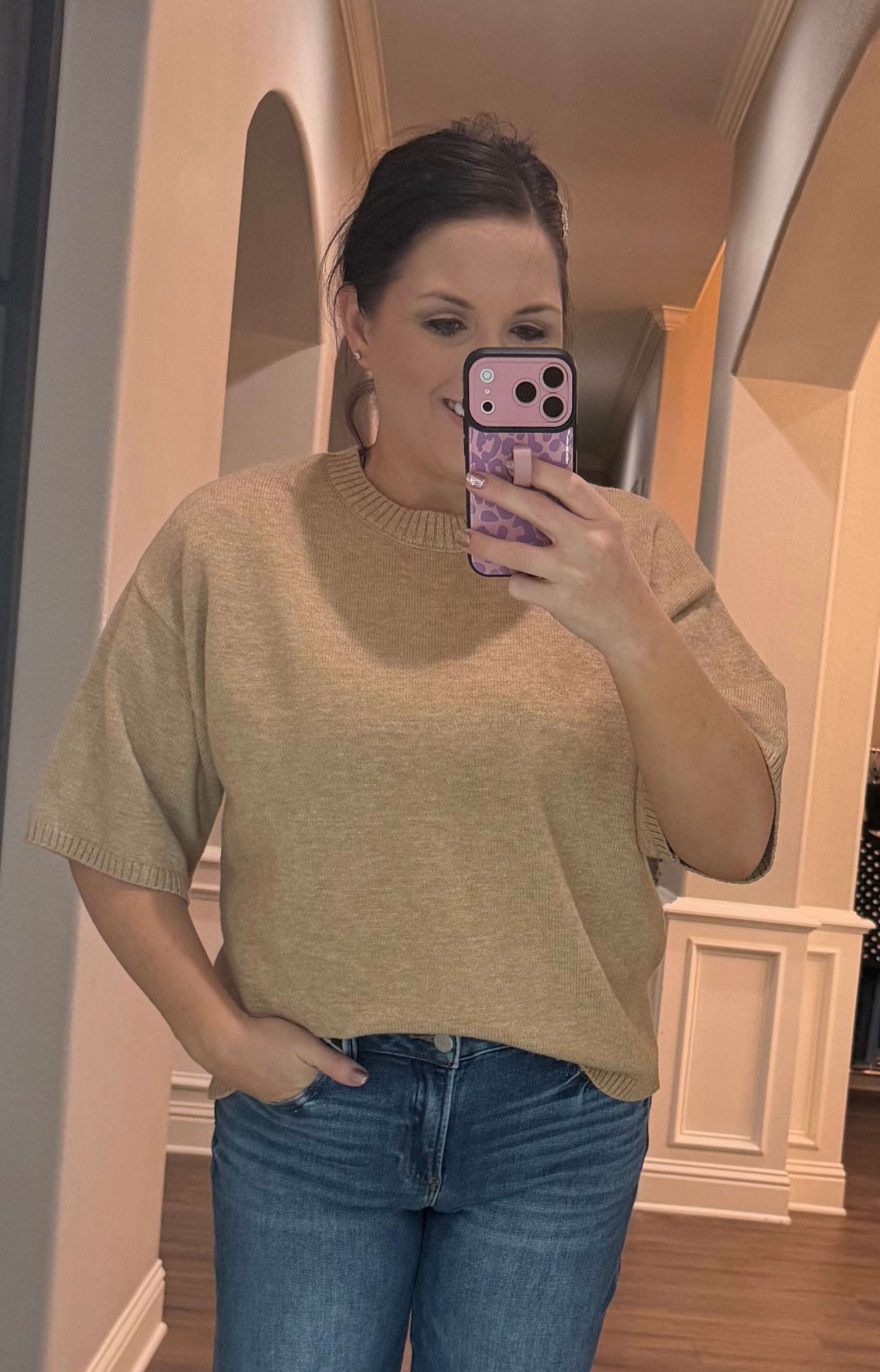 Oversized Short Sleeve Lightweight Sweater Top - 2 COLORS!