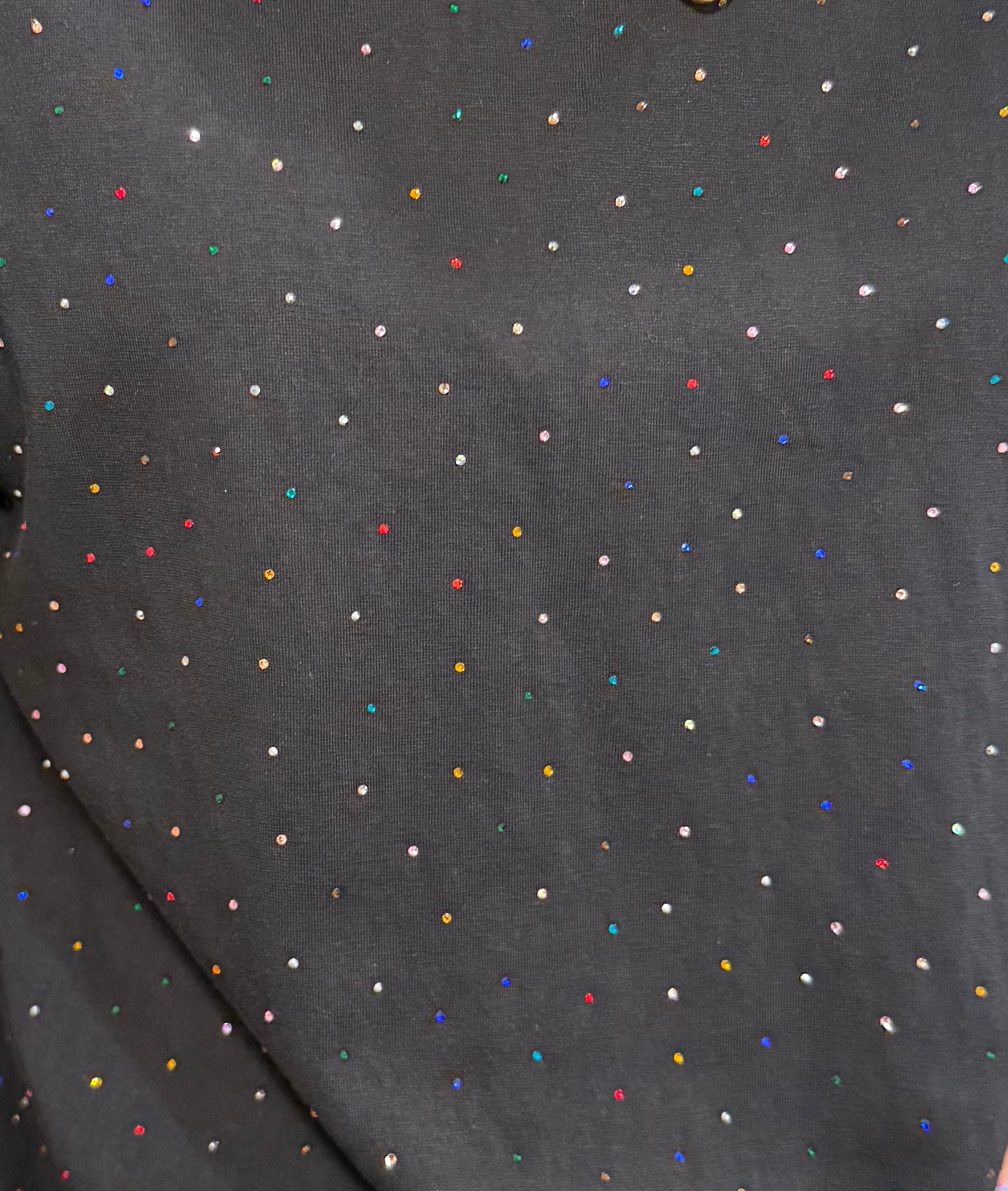Rhinestone Embellished Crew Neck Tee - 2 COLORS