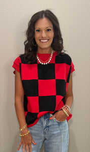 Checkered Knit Sleeveless Top - 3 COLOR WAYS