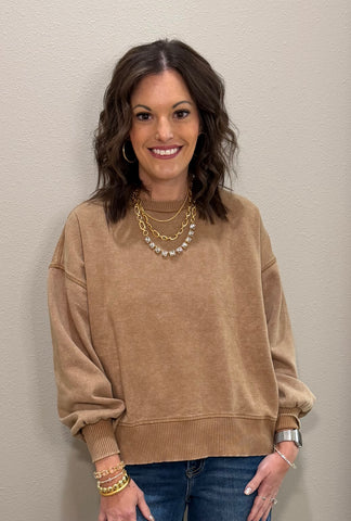 Acid Washed Fleece Oversized Sweatshirt - 6 COLORS