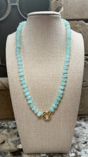 Gemstone Disc Beaded Necklaces - 5 COLORS
