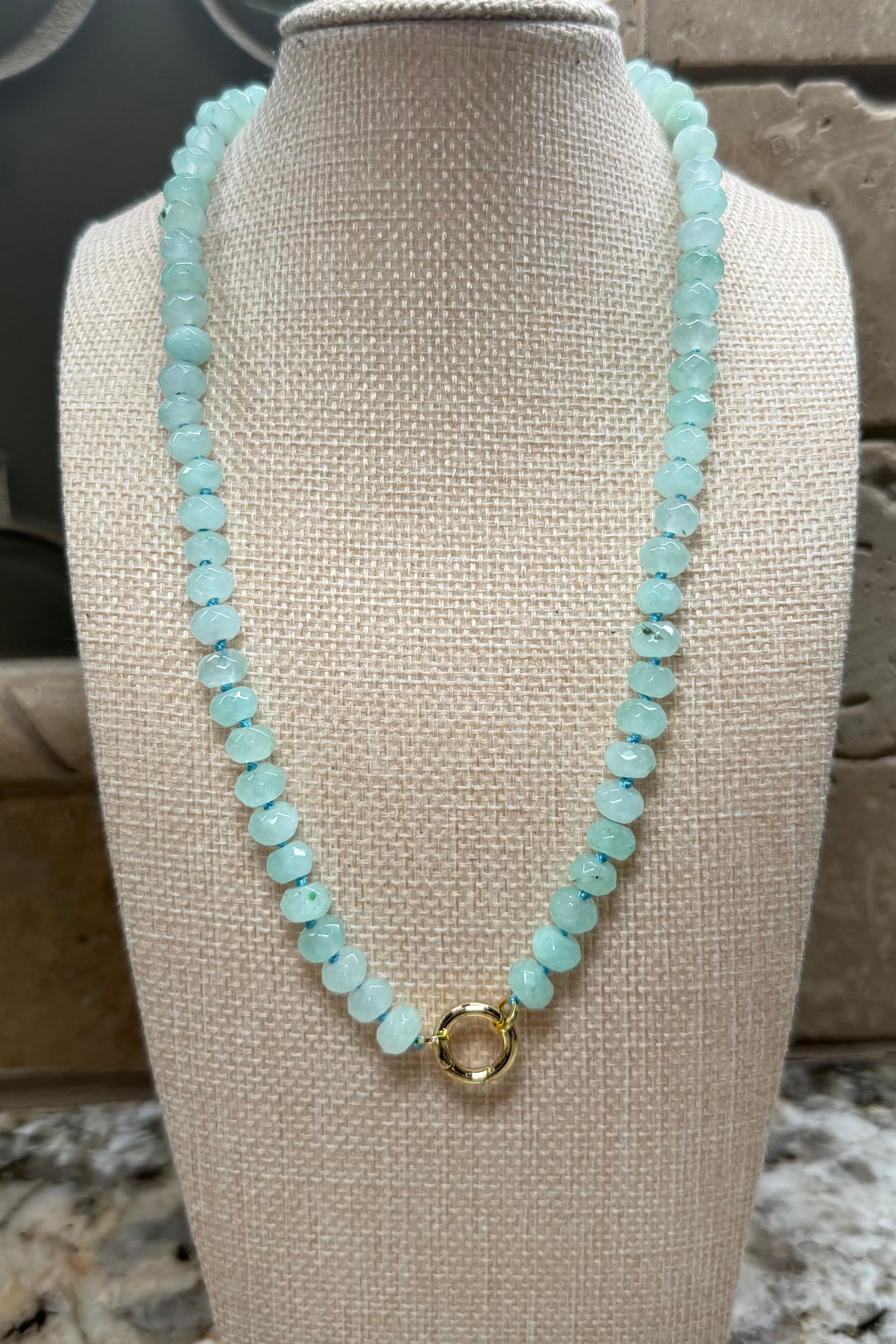 Gemstone Disc Beaded Necklaces - 5 COLORS