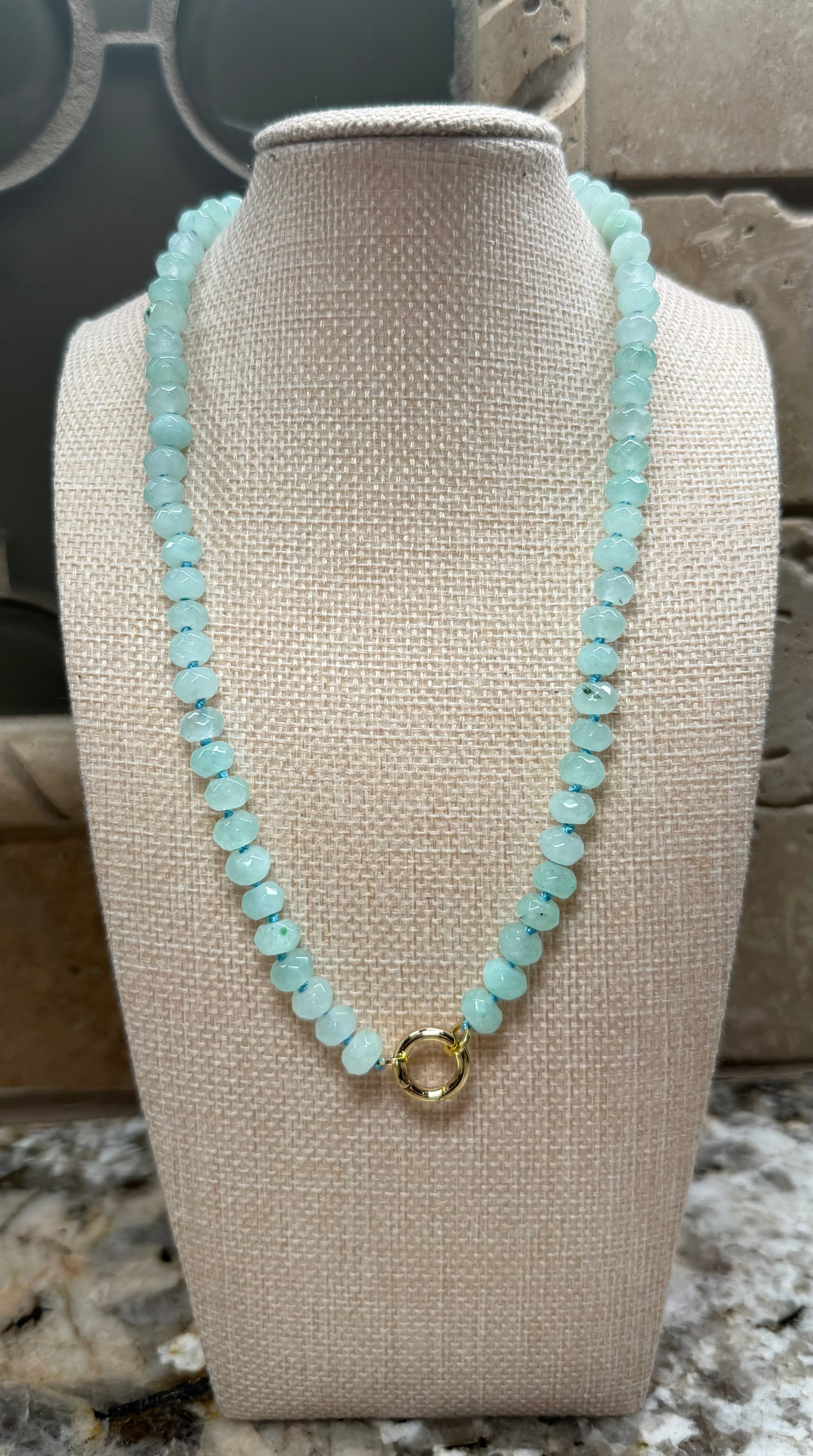Gemstone Disc Beaded Necklaces - 5 COLORS