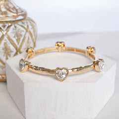 Heart Faceted Crystal Bracelets - Silver & Gold