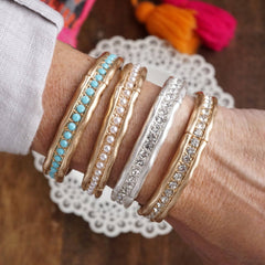 Crystal & Pearl Bangle Bracelets