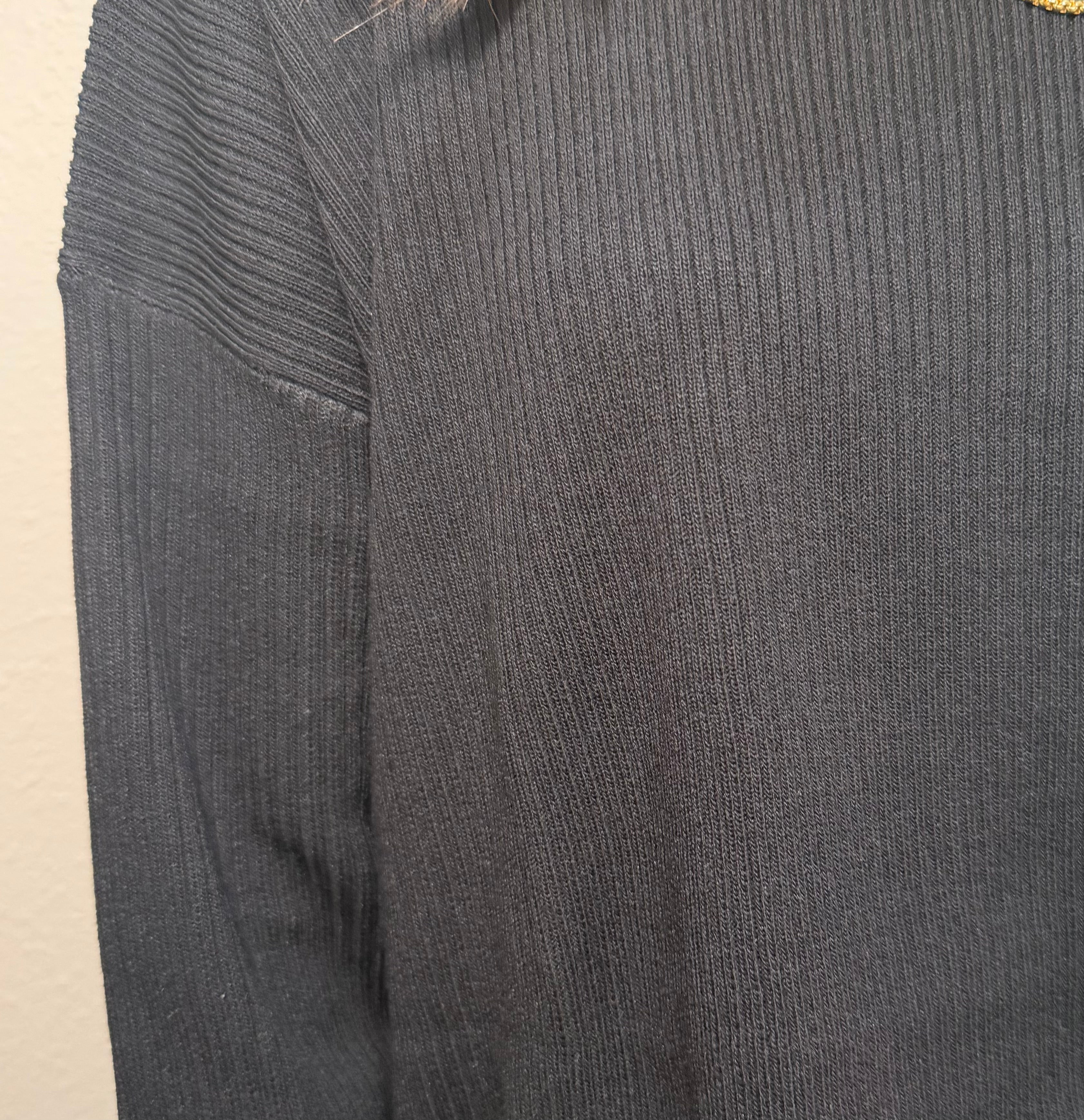 Black Ribbed Long Sleeve Viscose Pant SET