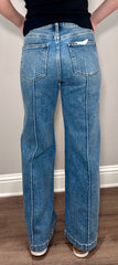 Risen High Waisted Wide Leg Pintuck Detailed Jeans