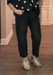 Black Barrel Cropped Denim Pants