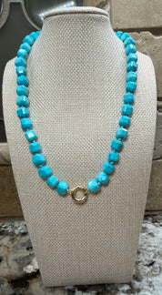 Turquoise Cube Beaded Necklace