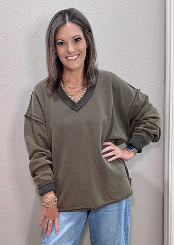 MIneral Washed French Terry Oversized Top