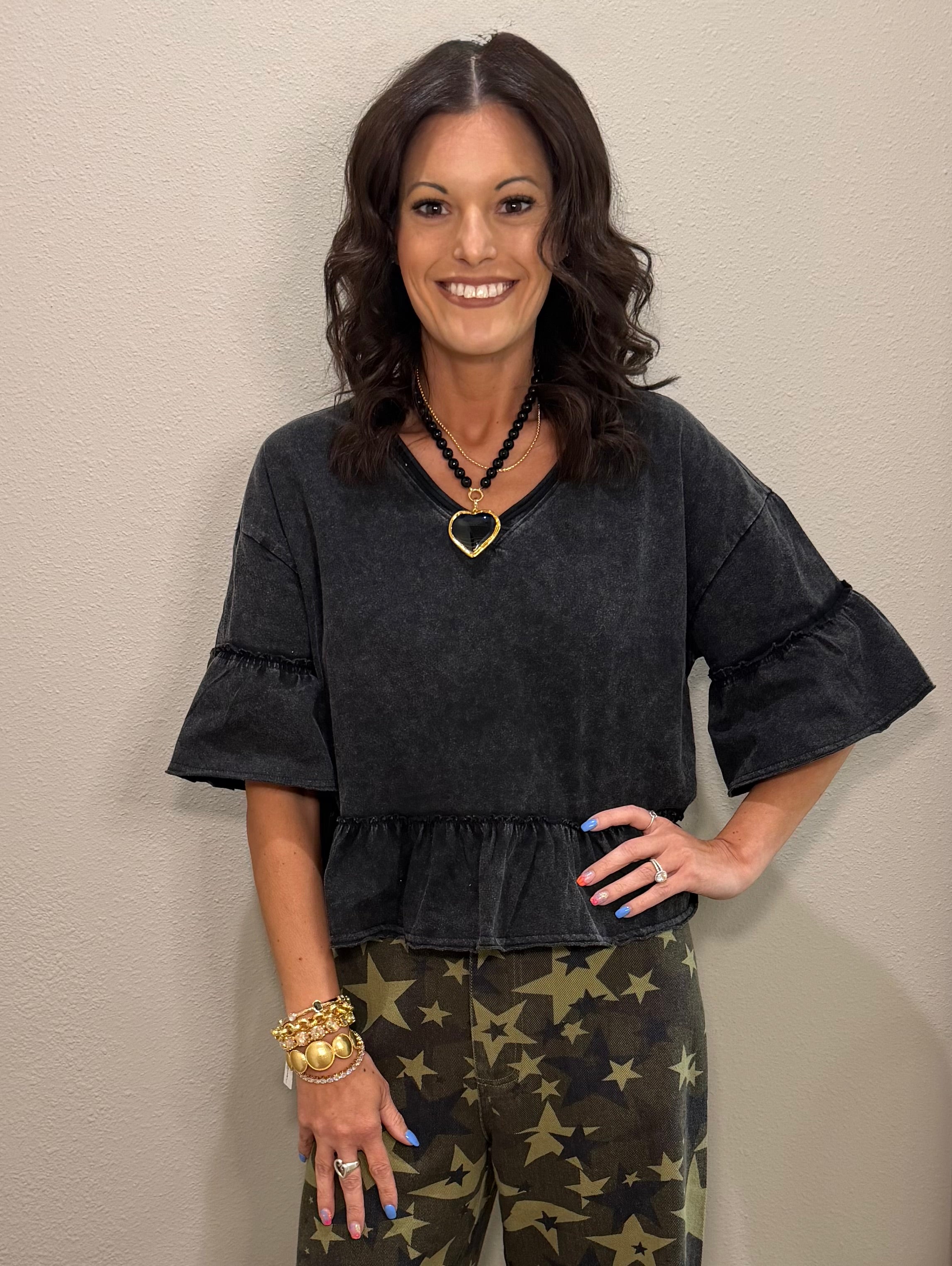 Camo Wide Leg Trouser with All Over Stars